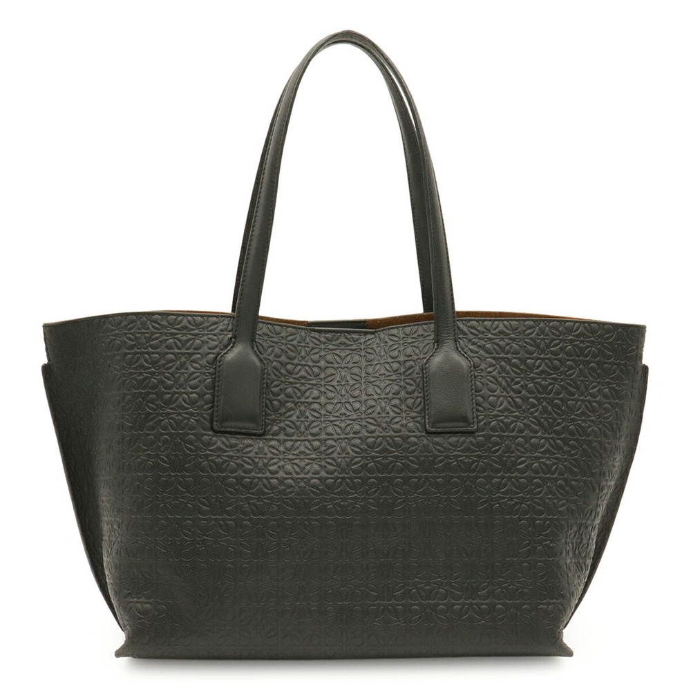 LOEWE Repeat Anagram T Shopper Bag Tote Shoulder Leather Black